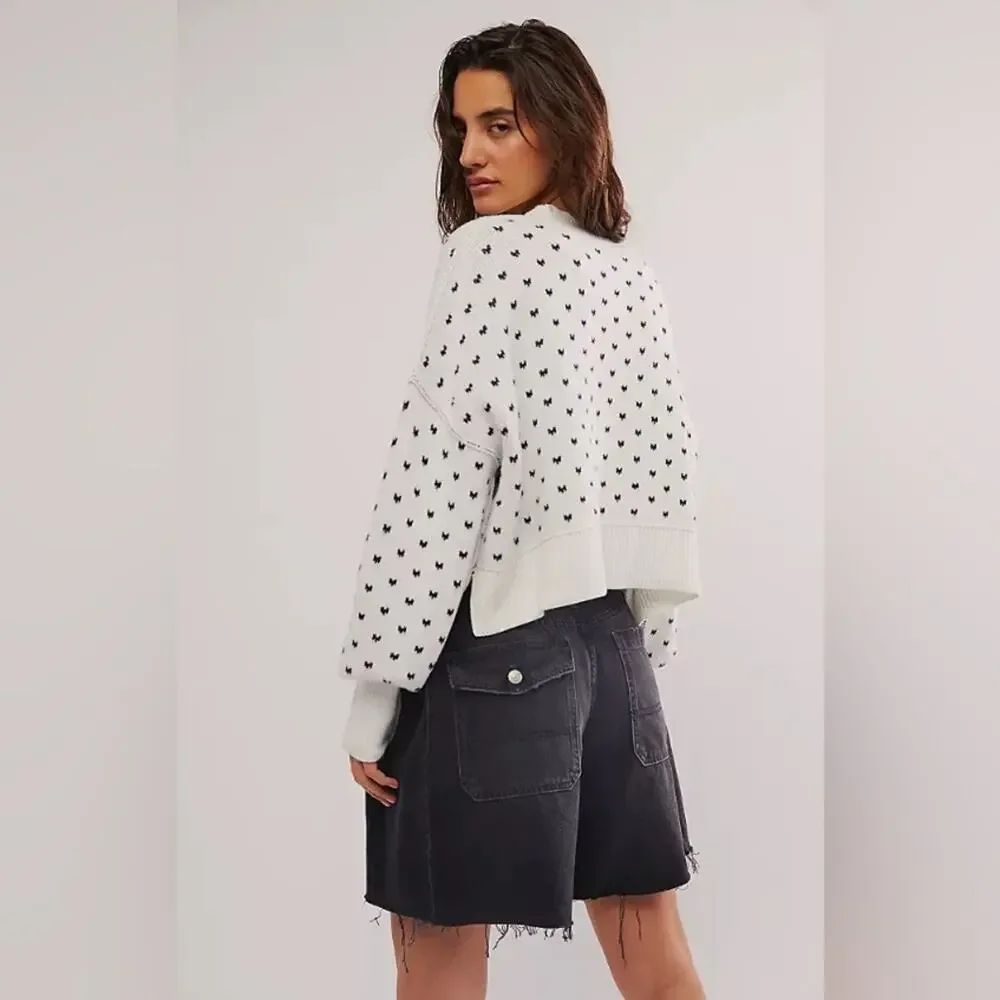 Free People Pattern Easy Street Crop Pullover XS